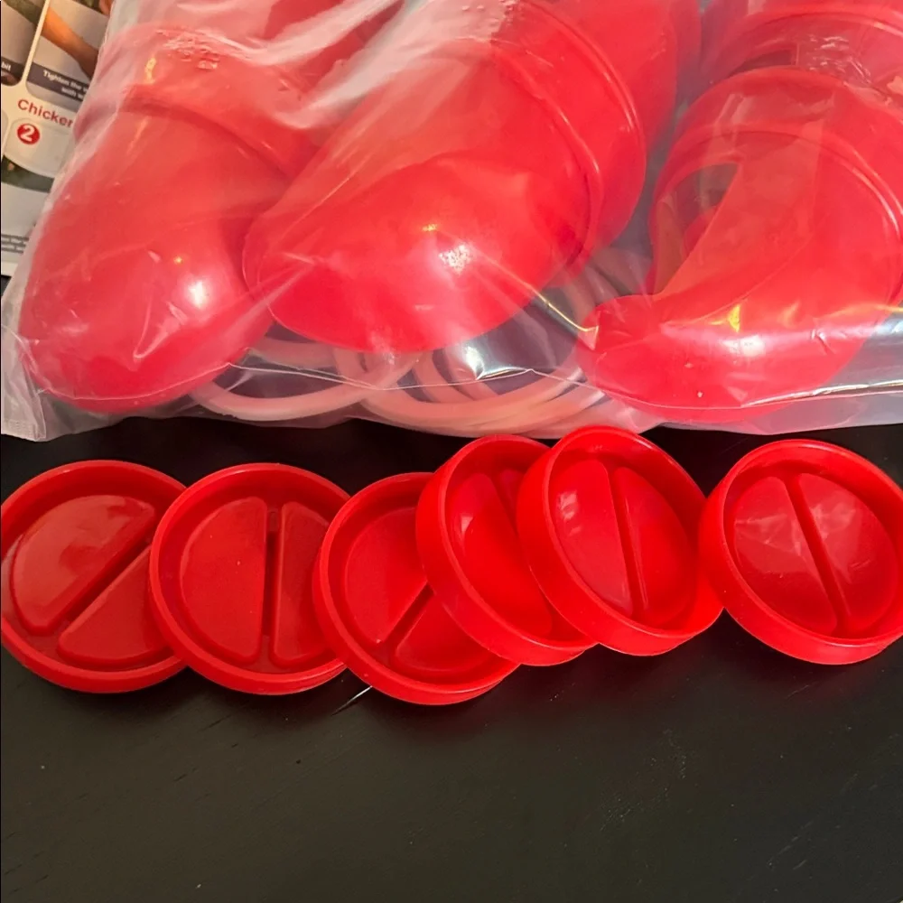 New Red Chicken Feeder Ports - 6 Pieces